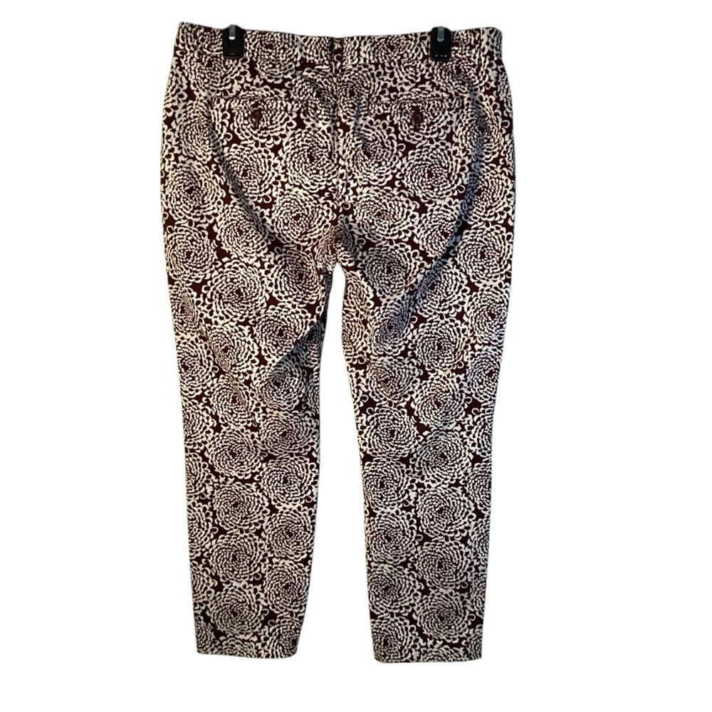 Gap Burgundy Floral Khaki Patterned Trousers Size 10 - Picture 3 of 7